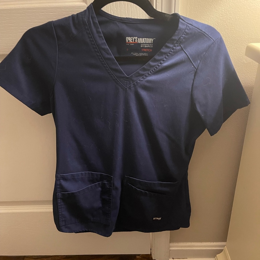 Greys Anatomy Navy Blue XXS scrub top
